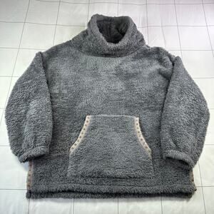 Sundance Mountain Loft Fleece Sherpa Pullover Womens XS Gray Oversized Cozy Boho